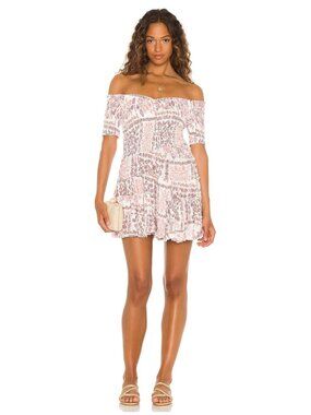 Poupette St Barth Soledad Mini Dress White Pink Size S